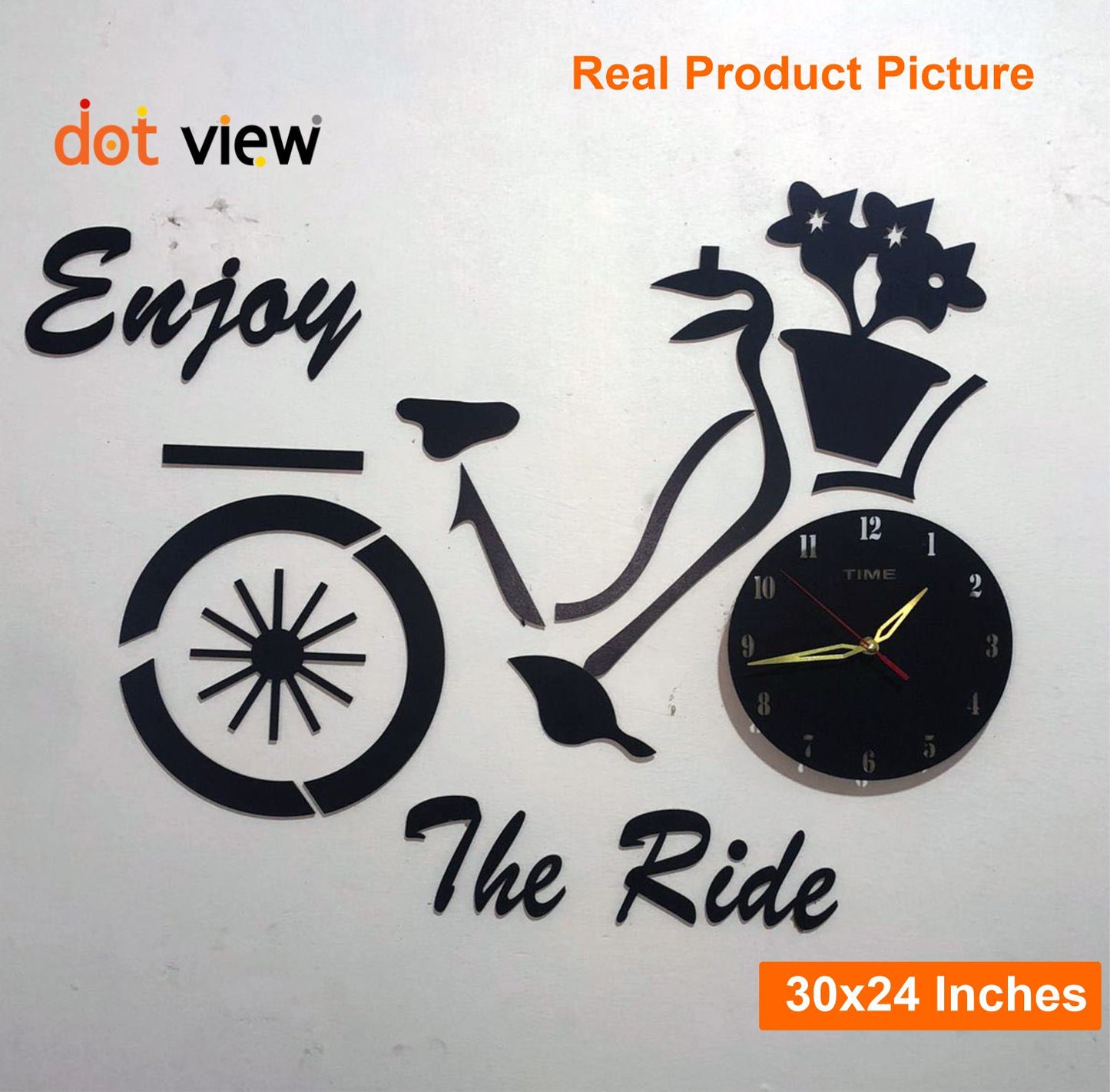 Enjoy The Ride wooden wall clock.