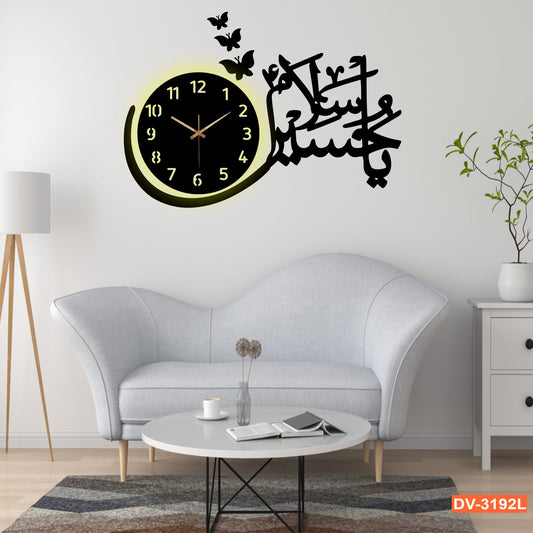 Dotview 3D Salam Ya Husain wooden Wall Clock for living room and bedroom Islamic wooden wall decoration item