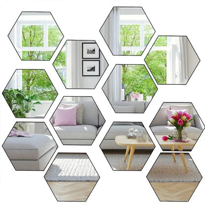 6 Pcs 3D DIY Acrylic Mirror Hexagon self-adhesive wall decoration Item