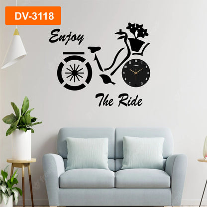 Enjoy The Ride wooden wall clock.